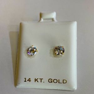 Real 14k gold stud earrings with CZ stone